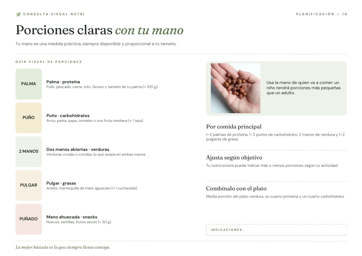 Lámina Porciones con tu mano